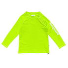 Kids UPF 50+ long sleeve rashguard top in Safety Green with side zipper