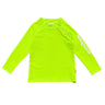 Kids UPF 50+ long sleeve rashguard top in Safety Green with side zipper